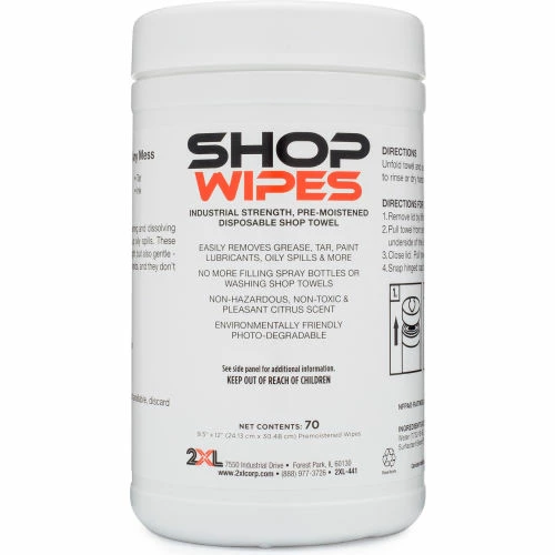 2XL Surface & Skin Safe NSF Shop Wipes, 70 Wipes Per Canister, 6 Canisters/Case 3 2XL Surface & Skin Safe NSF Shop Wipes, 70 Wipes Per Canister, 6 Canisters/Case