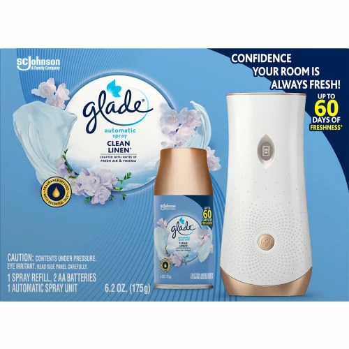 Glade Automatic Air Freshener Starter Kit, Spray Unit and Refill, Clean Linen, 6.2 oz. 4 Glade Automatic Air Freshener Starter Kit, Spray Unit and Refill, Clean Linen, 6.2 oz. - Image 2