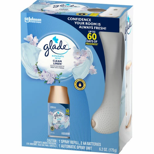 Glade Automatic Air Freshener Starter Kit, Spray Unit and Refill, Clean Linen, 6.2 oz., 4 Kits/Case 5 Glade Automatic Air Freshener Starter Kit, Spray Unit and Refill, Clean Linen, 6.2 oz., 4 Kits/Case - Image 3
