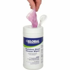 Global Industrial Stainless Steel Cleaner Wipes, 40 Wipes/Canister, 6 Canisters/Case -Cleaning Chemicals & Lubricants Shop 641192 02