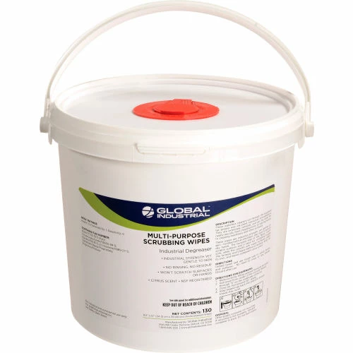 Global Industrial Multi-Purpose Scrubbing Wipes, 130 Wipes/Bucket, 4 Buckets/Case 3 Global Industrial Multi-Purpose Scrubbing Wipes, 130 Wipes/Bucket, 4 Buckets/Case