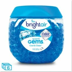 Bright Air Scent Gems Odor Eliminator, Cool and Clean, Blue, 10 oz., 6/Case