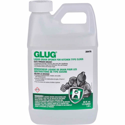 Hercules GLUG® Drain Opener For Kitchen Type Clogs, 1/2 Gallon Bottle, 6 Bottles - 20475 - Pkg Qty 6 4 Hercules GLUG® Drain Opener For Kitchen Type Clogs, 1/2 Gallon Bottle, 6 Bottles - 20475 - Pkg Qty 6 - Image 2