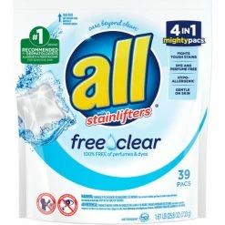 All Mighty Pacs Free and Clear Super Concentrated Laundry Detergent, 39 Pacs/Pack