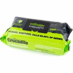 Crocodile Cloth® Antibacterial Sanitizer Hand Wipes, 7.9" x 8.7" Wipes, 200 Wipes/Pouch - 6102 - Pkg Qty 10 -Cleaning Chemicals & Lubricants Shop NWX 6012