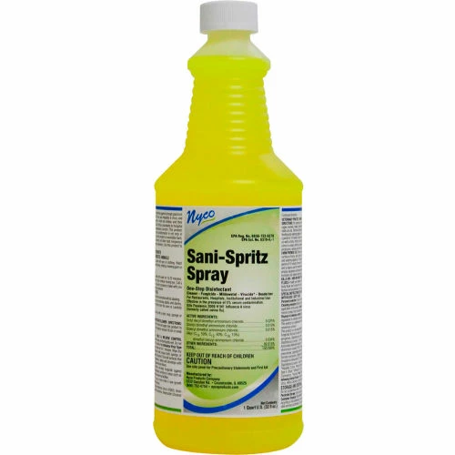 Nyco Sani-Spritz Spray - RTU Disinfectant, Lemon Scent, 32 oz. Bottle 12/Case - NL763-Q12 3 Nyco Sani-Spritz Spray - RTU Disinfectant, Lemon Scent, 32 oz. Bottle 12/Case - NL763-Q12