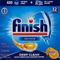 FINISH® Dish Detergent Gelpacs, Orange Scent, 32 Gelpacs/Box, 8 Boxes/Case