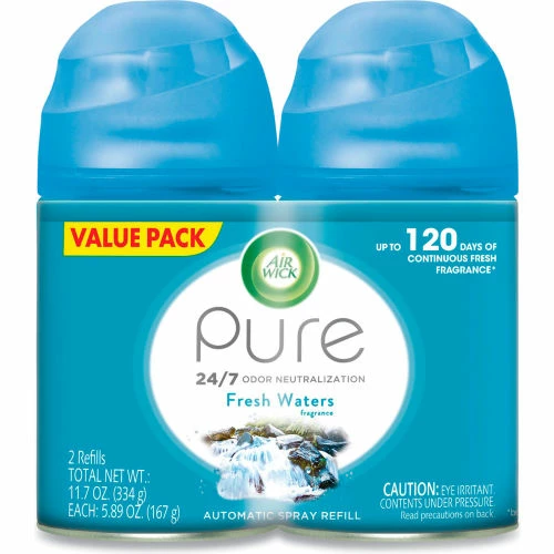 Air Wick® Freshmatic Ultra Spray Refill, Fresh Waters, Aerosol, 5.89 oz., 2/Pack 3 Packs/Case 3 Air Wick® Freshmatic Ultra Spray Refill, Fresh Waters, Aerosol, 5.89 oz., 2/Pack 3 Packs/Case