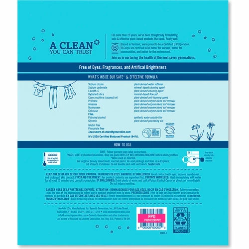 Seventh Generation Natural Laundry Detergent Packs, Powder, Unscented, 45 Packets/Pack 5 Seventh Generation Natural Laundry Detergent Packs, Powder, Unscented, 45 Packets/Pack - Image 3