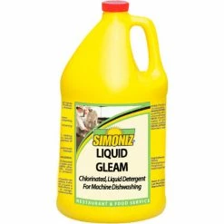 Simoniz Automatic Gleam Chlorinated Detergent Liquid, Unscented, Gallon Bottle, 4 Bt - C0720004