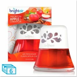 Bright Air Scented Oil Air Freshener, Macintosh Apple and Cinnamon, Red, 2.5 oz., 6/Case -Cleaning Chemicals & Lubricants Shop UNT BRI900022CT