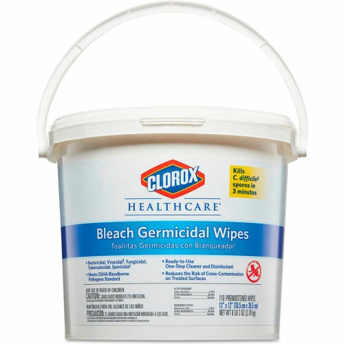 Clorox® Healthcare® Bleach Germicidal Wipe Bucket, 12" x 12", 110 Wipes/Bucket - 30358 8 Clorox® Healthcare® Bleach Germicidal Wipe Bucket, 12" x 12", 110 Wipes/Bucket - 30358 - Image 6