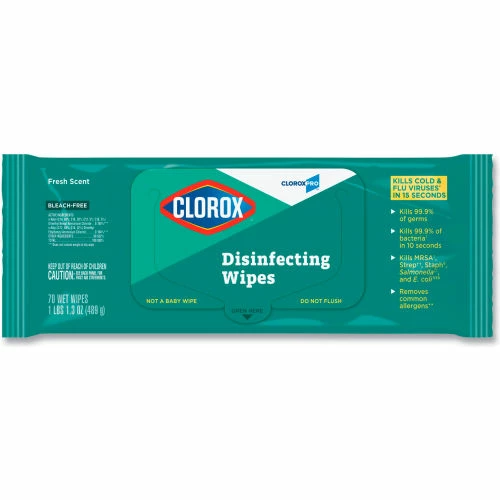 Clorox® Disinfecting Wipes, On The Go Pack, Fresh Scent, 7-1/4X7, 70/Pack, 9 Packs/Carton 3 Clorox® Disinfecting Wipes, On The Go Pack, Fresh Scent, 7-1/4X7, 70/Pack, 9 Packs/Carton