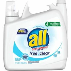 All&#174, Ultra Free Clear Liquid Detergent, Unscented, 141 oz Bottle, 4/Carton