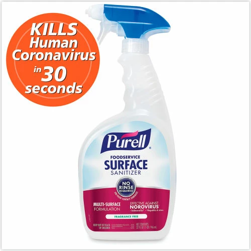 PURELL®, Foodservice Surface Sanitizer3, 32 oz Bottle with Spray Trigger Attached, 6/Ctn 3 PURELL®, Foodservice Surface Sanitizer3, 32 oz Bottle with Spray Trigger Attached, 6/Ctn