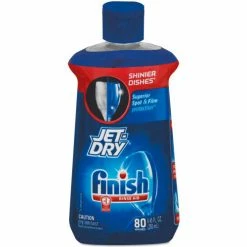 Finish Rinse Aid Jet-Dry Rinse Agent Liquid, Unscented, 8.45 oz. Bottle, 8 Bottles - 75713