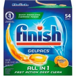 FINISH® Dish Detergent Gelpacs, Orange Scent, 54 Gelpacs/Box, 4 Boxes/Case -Cleaning Chemicals & Lubricants Shop UNT RAC81181CT