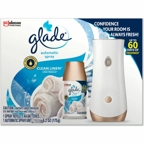 Glade Automatic Air Freshener Starter Kit, Spray Unit and Refill, Clean Linen, 6.2 oz., 4 Kits/Case 6 Glade Automatic Air Freshener Starter Kit, Spray Unit and Refill, Clean Linen, 6.2 oz., 4 Kits/Case - Image 4