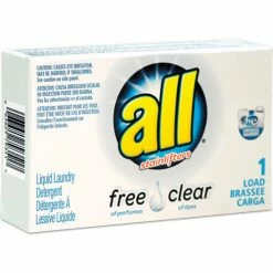 All Free Clear HE Liquid Laundry Detergent, Unscented, 1.6 oz. Vend-Box, 100/Case