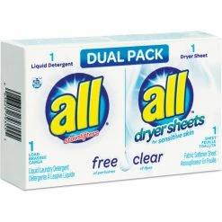 All Free Clear HE Liquid Laundry Detergent/Dryer Sheet Dual Vend Pack, 100/Case