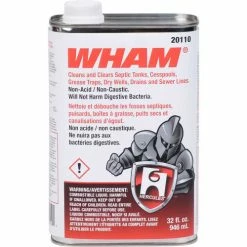 Hercules WHAM® Drain And Waste System Cleaner, Quart Bottle, 12 Cans - 20110 - Pkg Qty 12